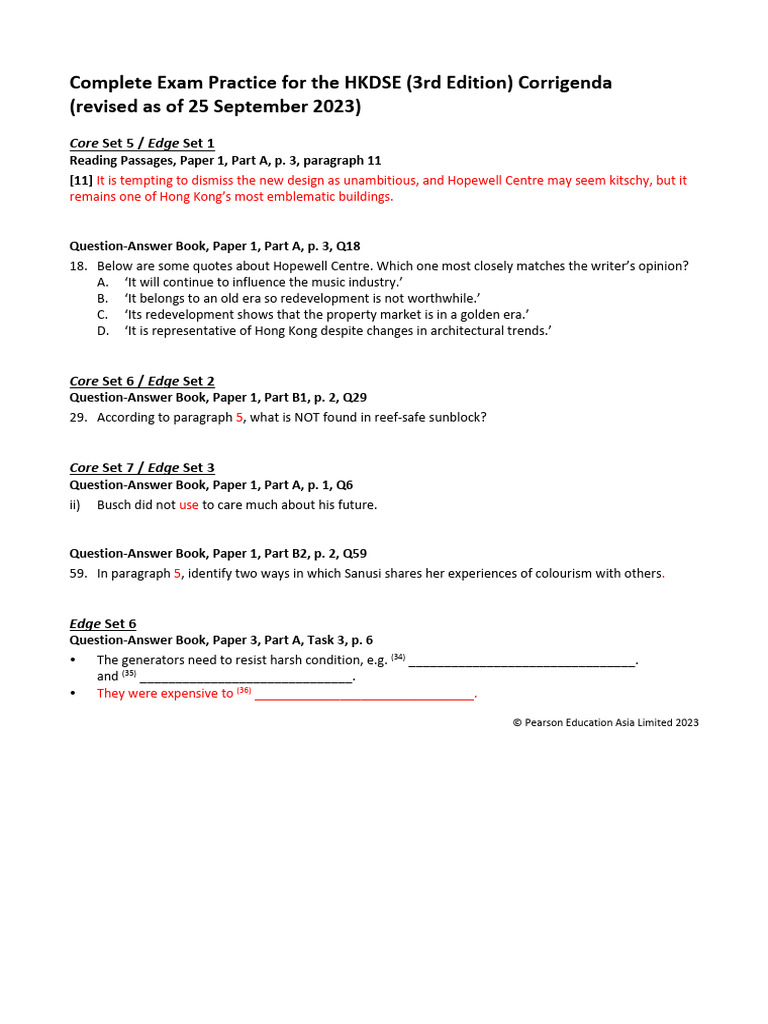 Complete Exam Practice 3e Corrigenda | PDF