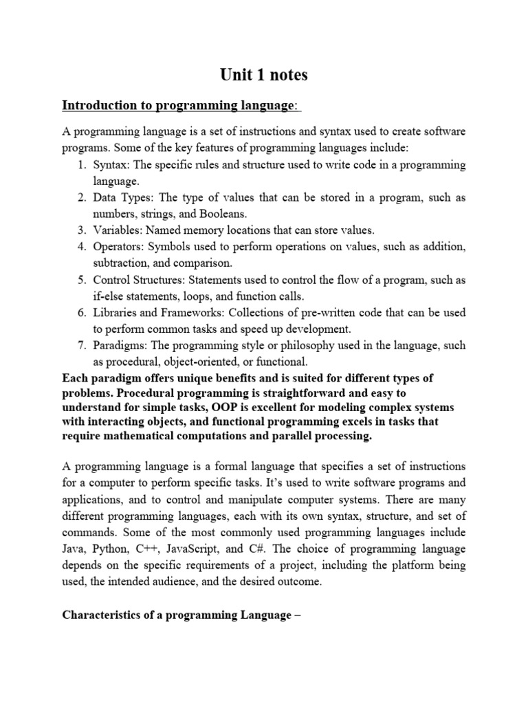 App unit 1 notes pdf computer programming programming language