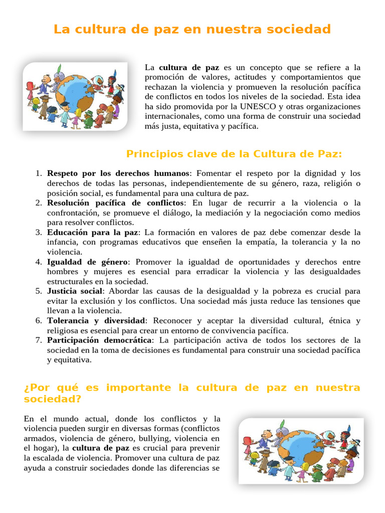 Promoviendo la Cultura de Paz en Sociedad | PDF | Violencia | Sociedad