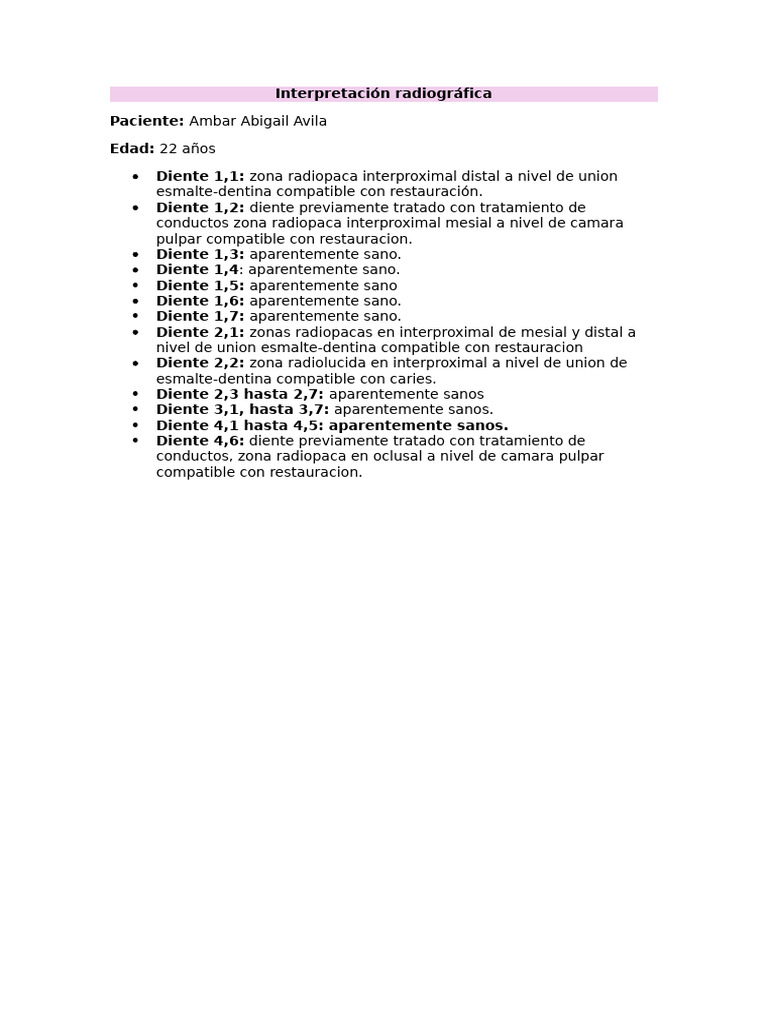 Interpretacion RX Endo | PDF | Diente | Anatomia dental