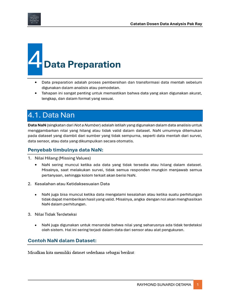 Pendekatan Prediksi Data NaN | PDF