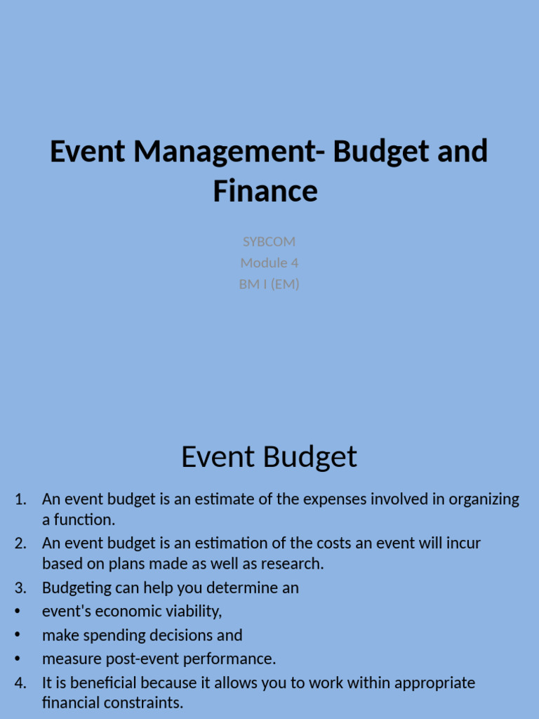 Module IV BM I EM | PDF | Budget | Expense
