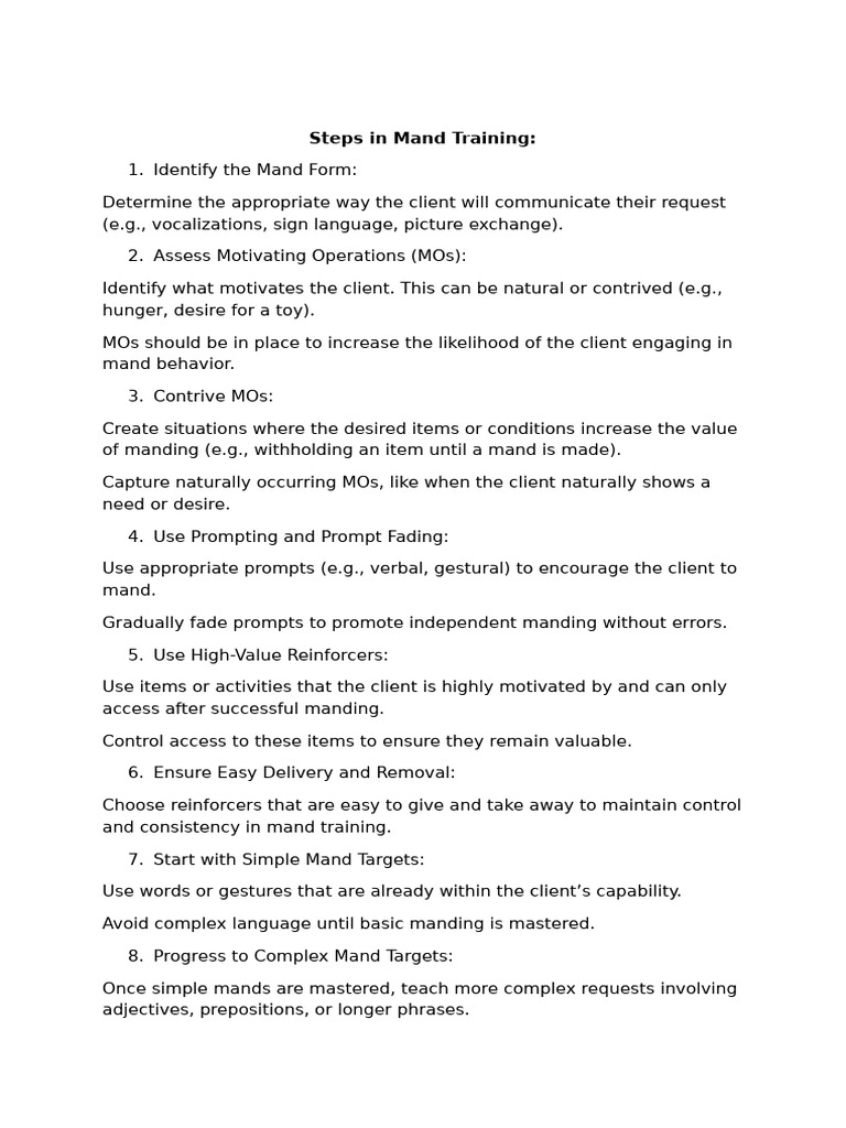 Mand Training Pdf