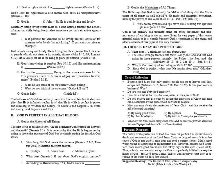 1 The Perfect God Back | PDF | Jesus | God