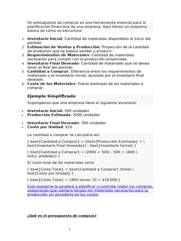 Un Presupuesto de Compras Es Una Herramienta Esenc | PDF | Presupuesto
