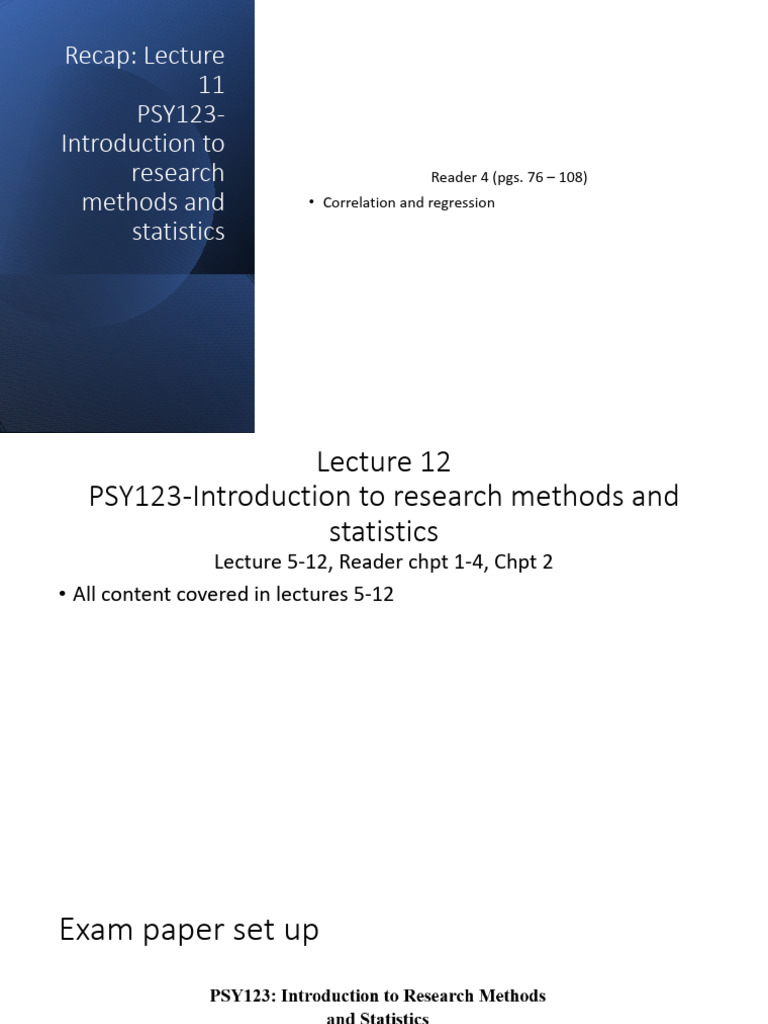 PSY123+Lecture+12 Revision | PDF
