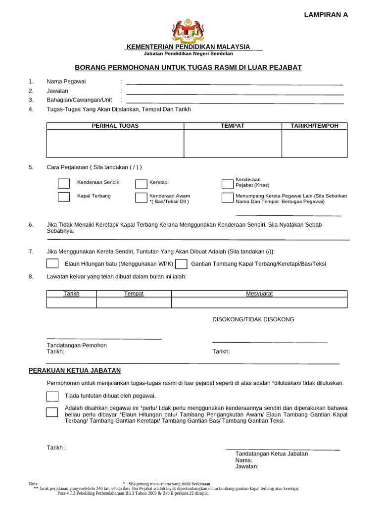 Tugas Rasmi Luar Pejabat | PDF