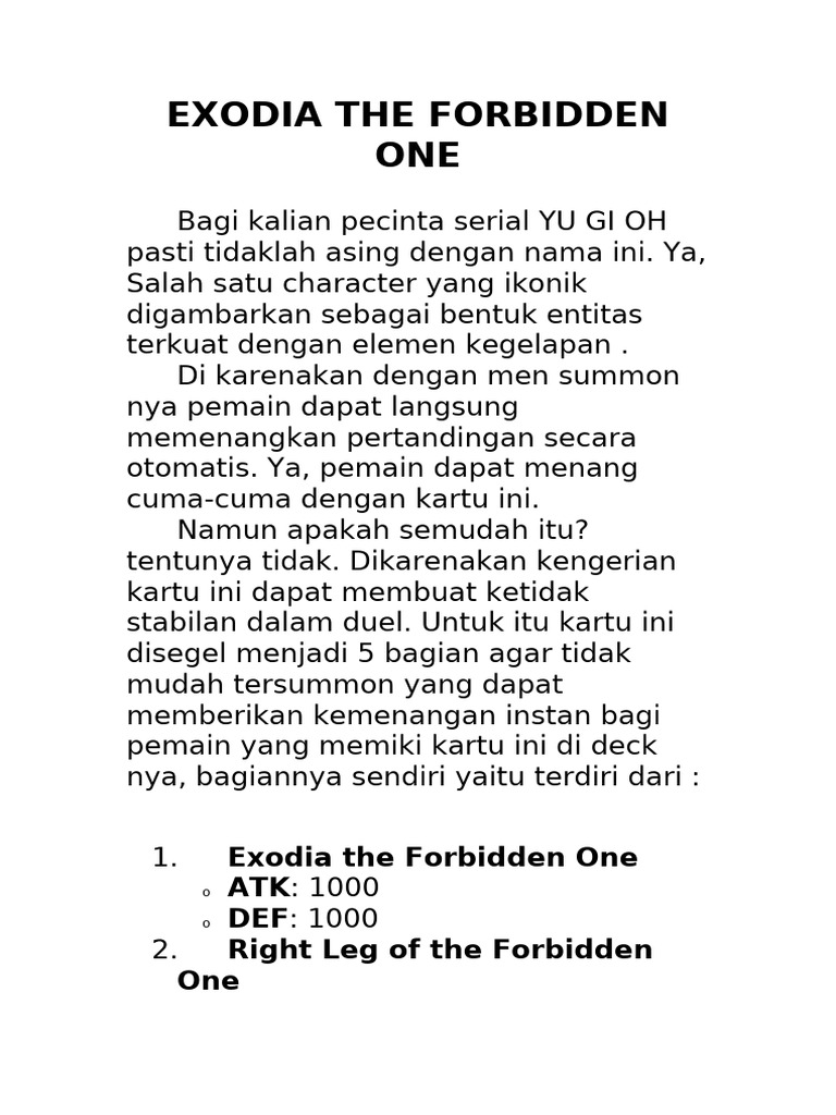 Kekuatan Exodia dalam Yu-Gi-Oh! | PDF