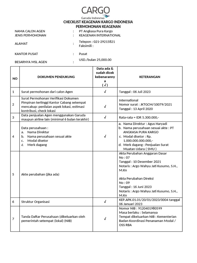 05.07.2023 - Check List Keagenan International (Baru) - RevLGL | PDF