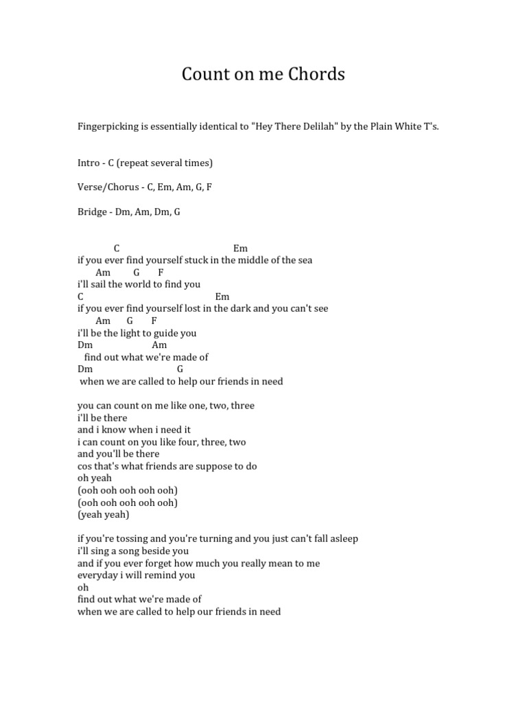 Count On Me Chords Pdf