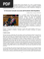 Venezuela: l’annuale resoconto del Presidente della Repubblica