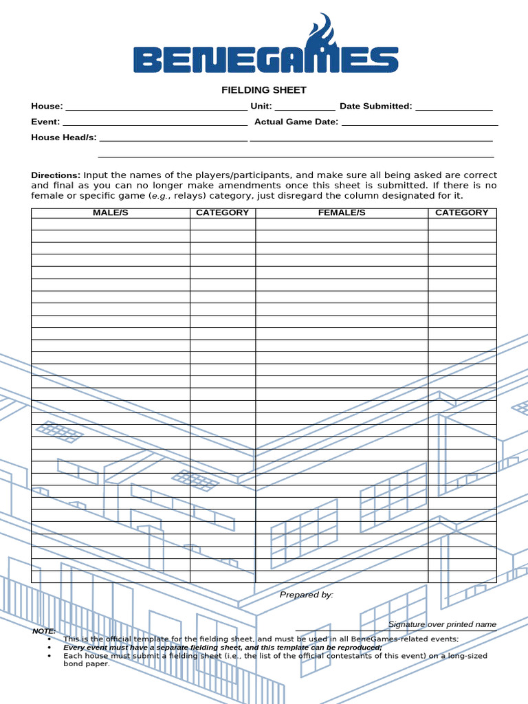 Benegames Fielding Sheet | PDF