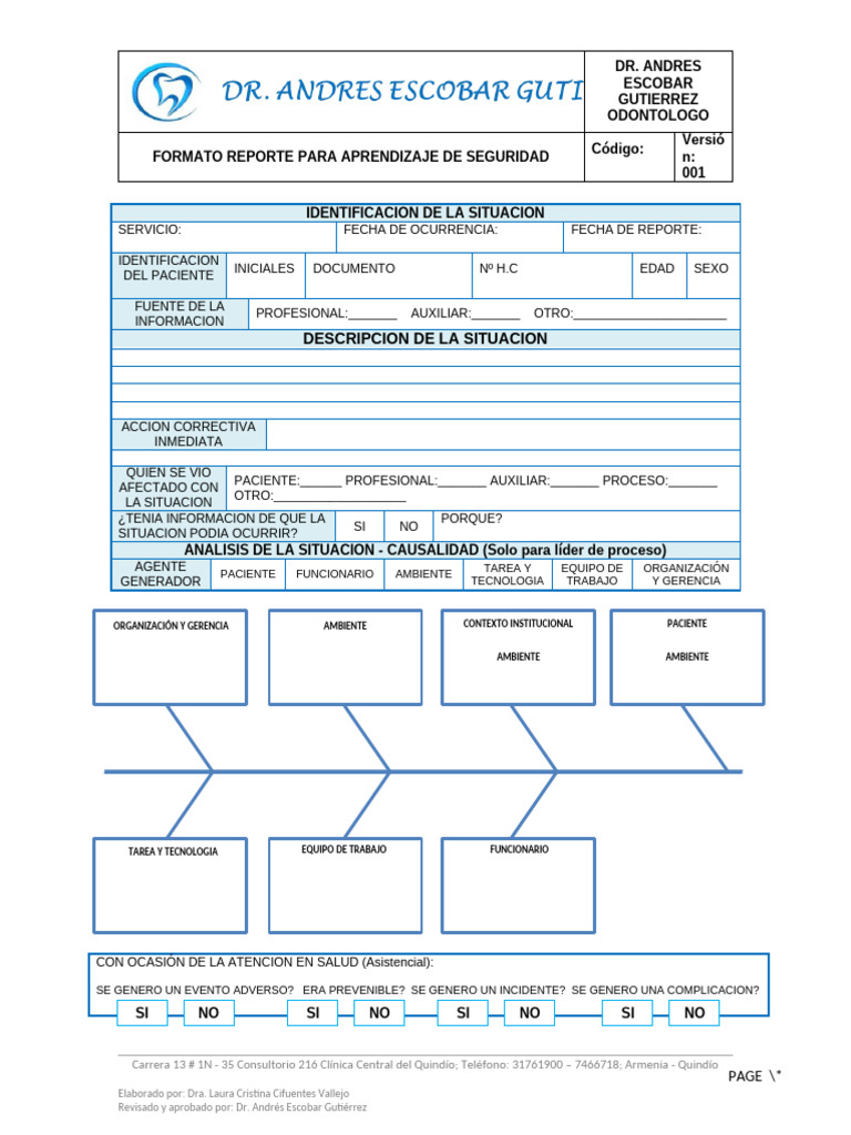 Reporte de Seguridad en Odontología | PDF