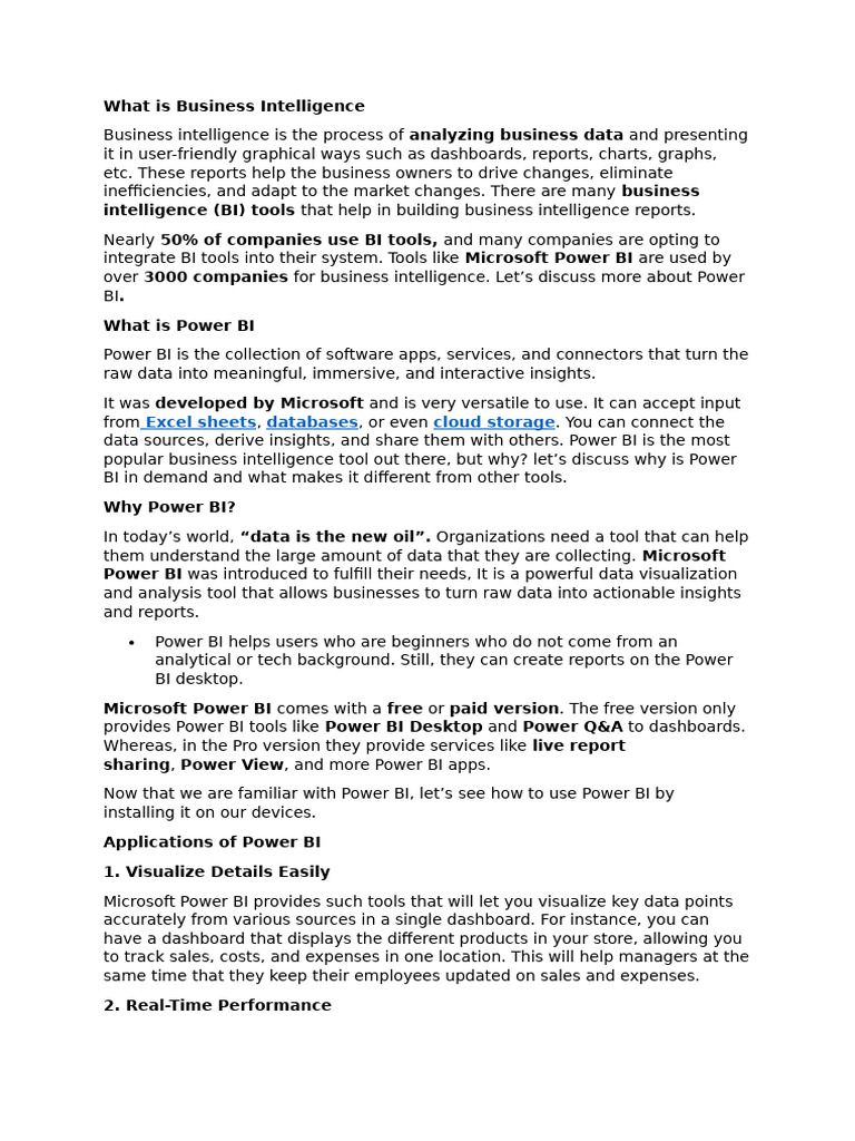 Understanding Microsoft Power BI Benefits | PDF | Business Intelligence ...