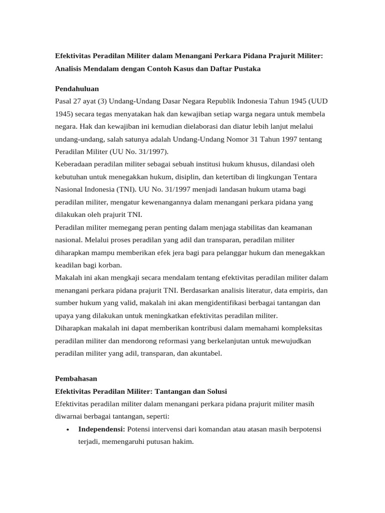 Terjebak dalam aturan, reformasi peradilan militer Indonesia 