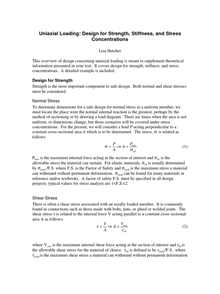 Uniaxial Loading | Stress (Mechanics) | Strength Of Materials