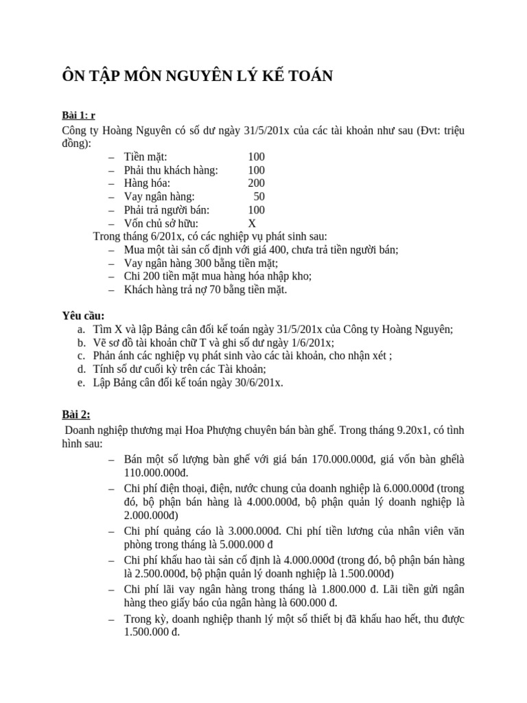 On Tap (Nguyen Ly Ke Toan) | PDF