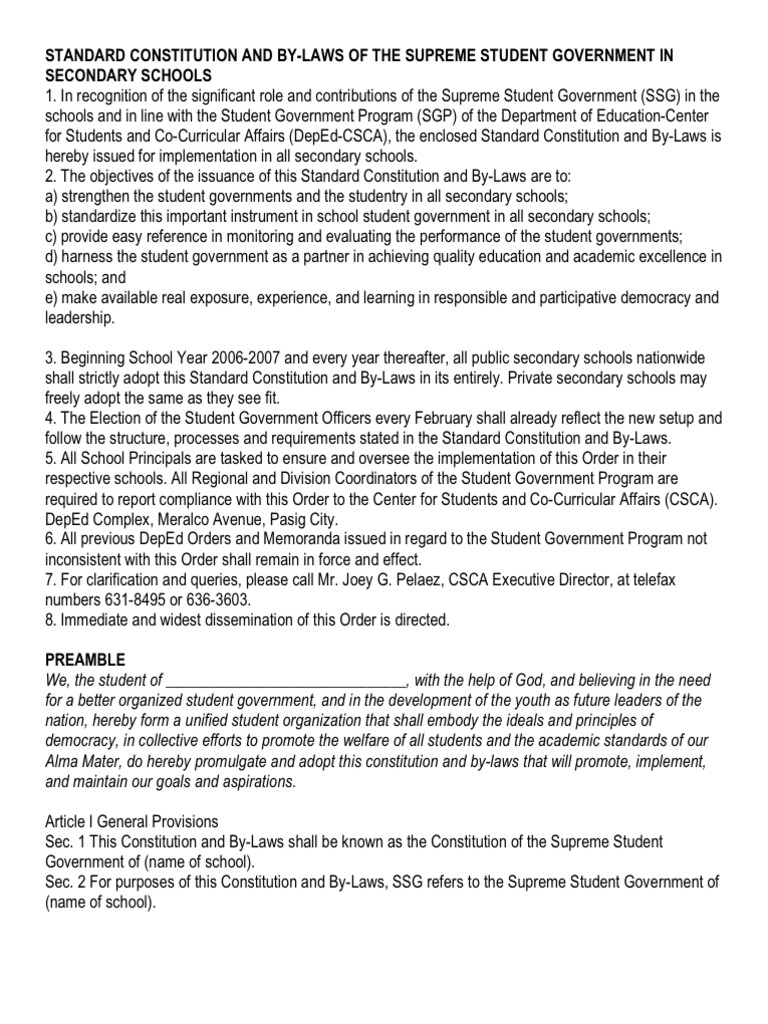 Student Council Bylaws and Roles | PDF | Constitutional Amendment | U.S ...