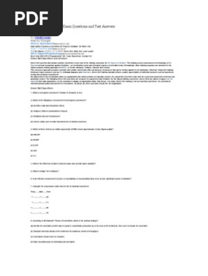Six Sigma Green Belt Exam Questions And Test Answers Six Sigma Systems Science