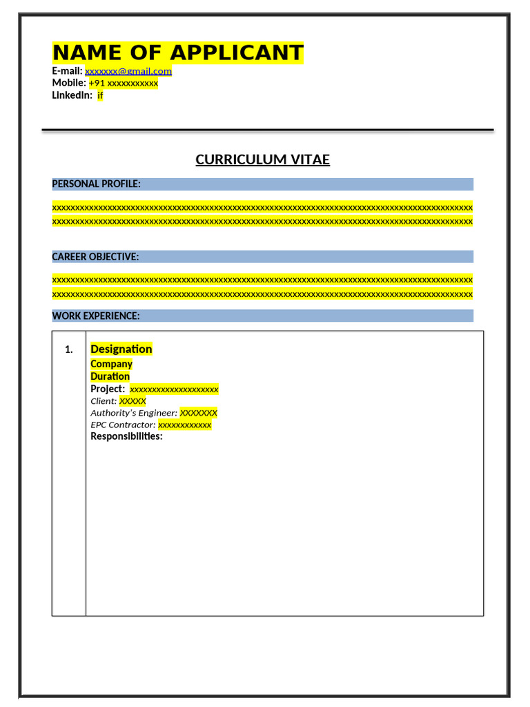 Curriculum Vitae-FORMAT | PDF