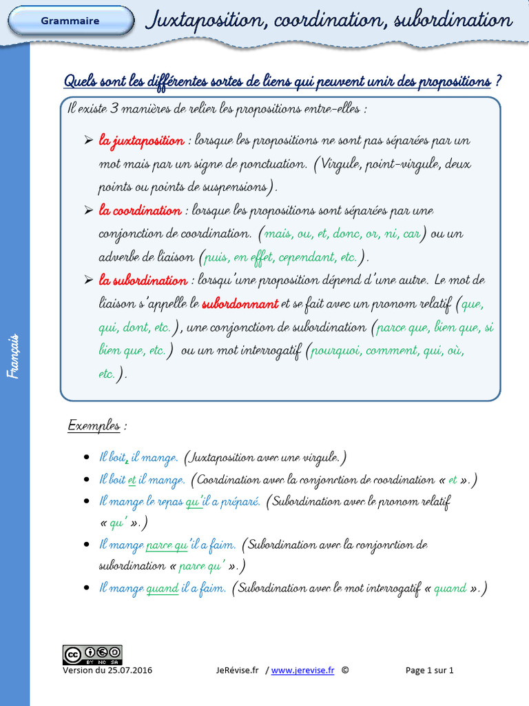 Juxtaposition, Coordination, Subordination | PDF