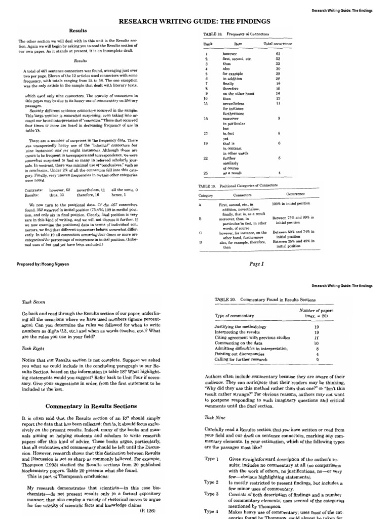 Research Writing Findings Guide | PDF