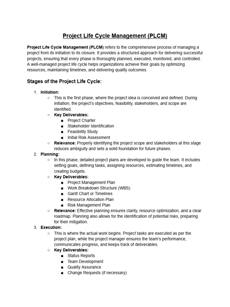 Effective Project Life Cycle Management | PDF | Project Management ...