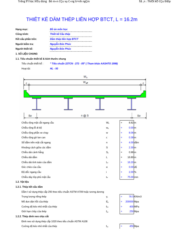 Bang Tinh Cau Dam Thep - BTCT | PDF