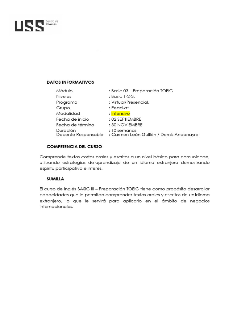 Curso Intensivo de Inglés TOEIC Basic 03 | PDF | Evaluación | Aprendizaje
