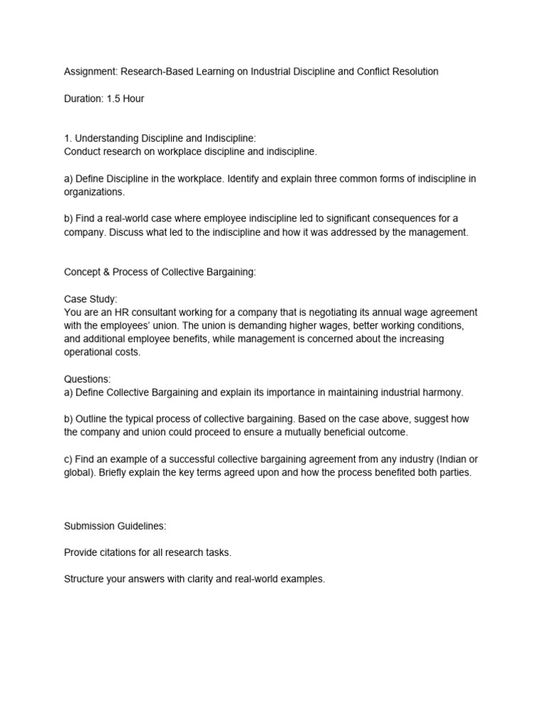 Assignment - Research-Based Learning On Industrial Discipline and ...