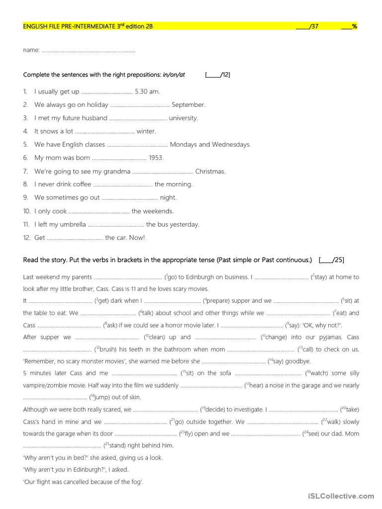 File Pre 2B quiz | PDF | Languages | Foreign Language Studies
