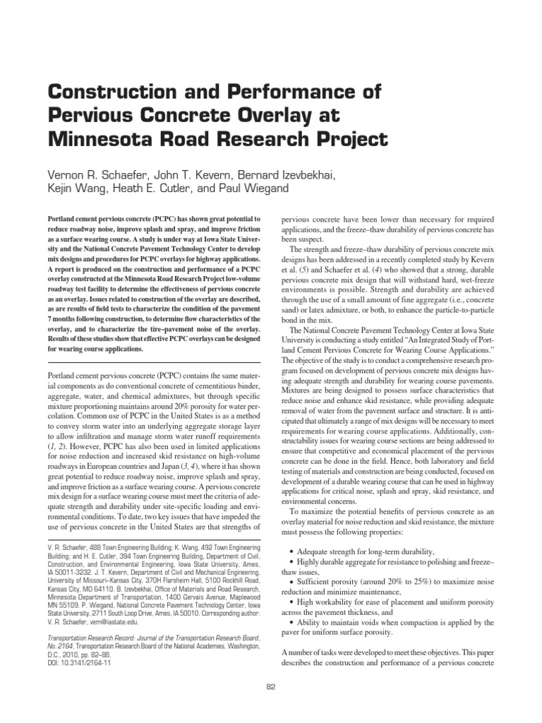 Pervious Concrete Overlay Study Results | PDF | Concrete | Road Surface