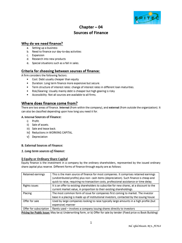 Sources of Finance Explained | PDF | Preferred Stock | Debt
