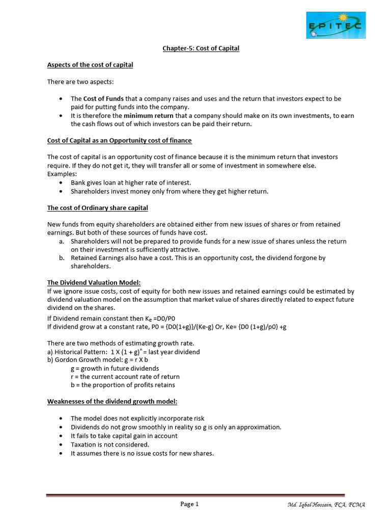 Understanding Cost of Capital Concepts | PDF | Cost Of Capital | Dividend