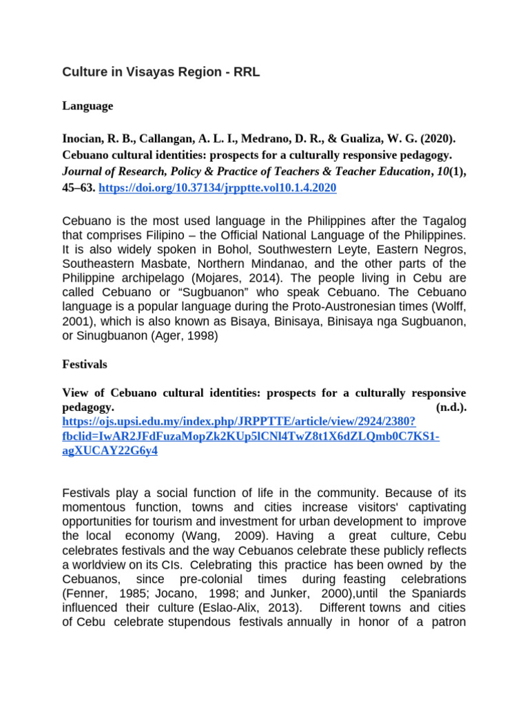 Cebuano Cultural Identity and Practices | PDF | Cebu