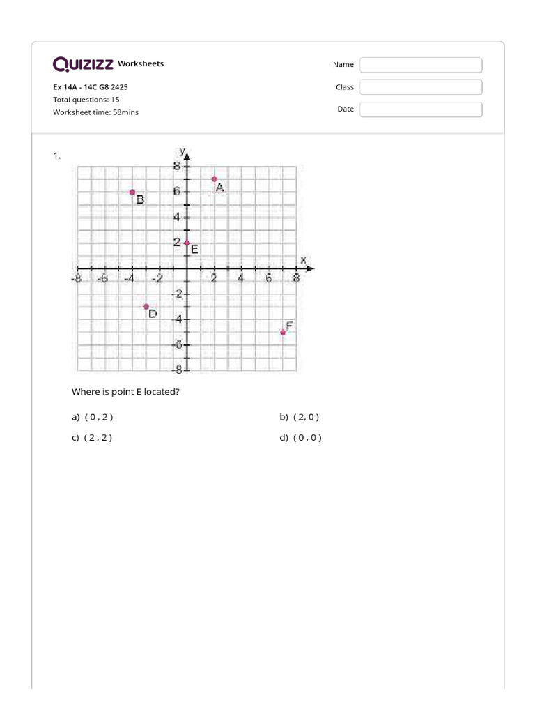 Ex 14A - 14C G8 2425 Homework | PDF | Cartesian Coordinate System | Slope