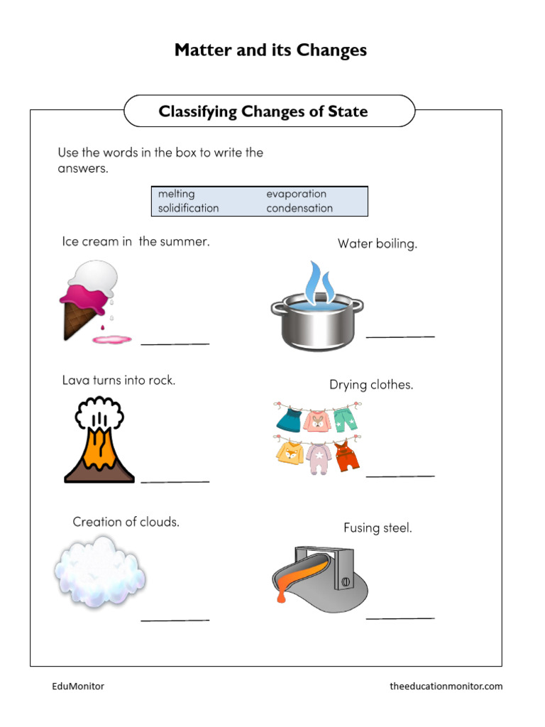 2nd Grade Changes in Matter Worksheet | PDF
