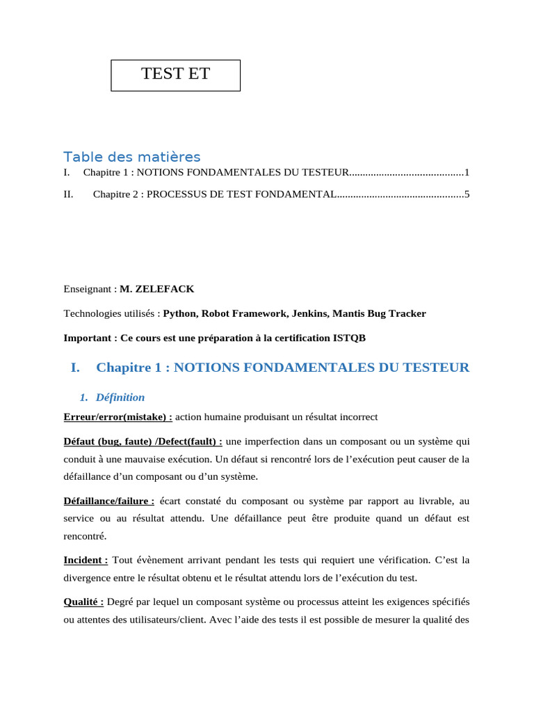 Validation Logicielle et Processus de Test | PDF | Test de logiciel ...