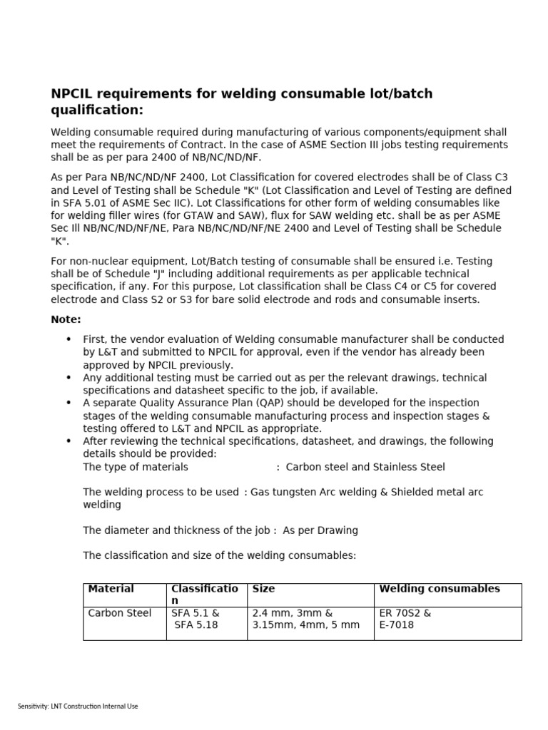 Welding Consumable RFQ Requirements | PDF | Welding | Construction