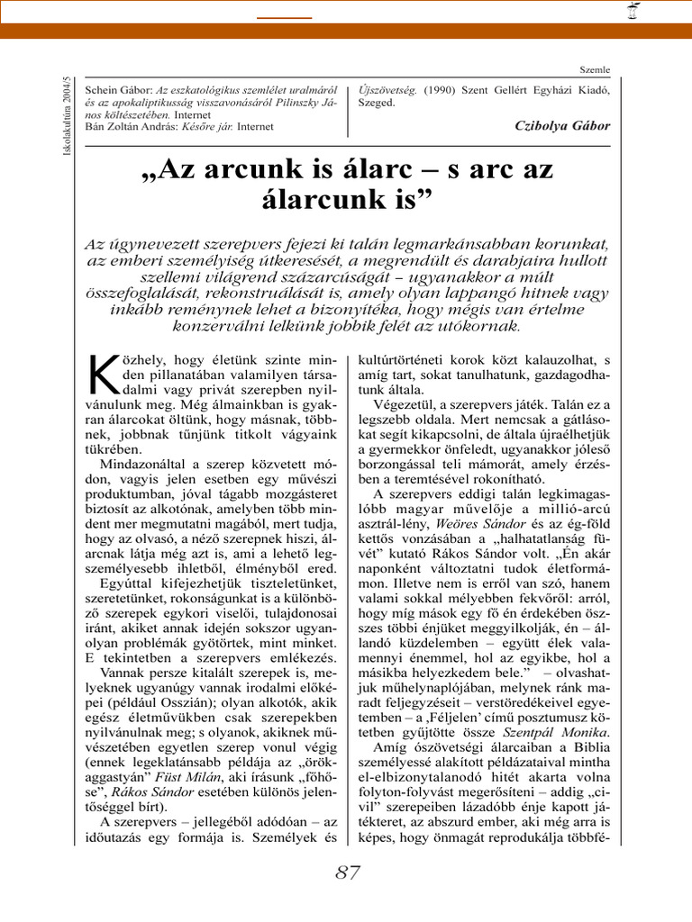 Az Arcunk Is Álarc - S Arc Az Álarcunk Is | PDF