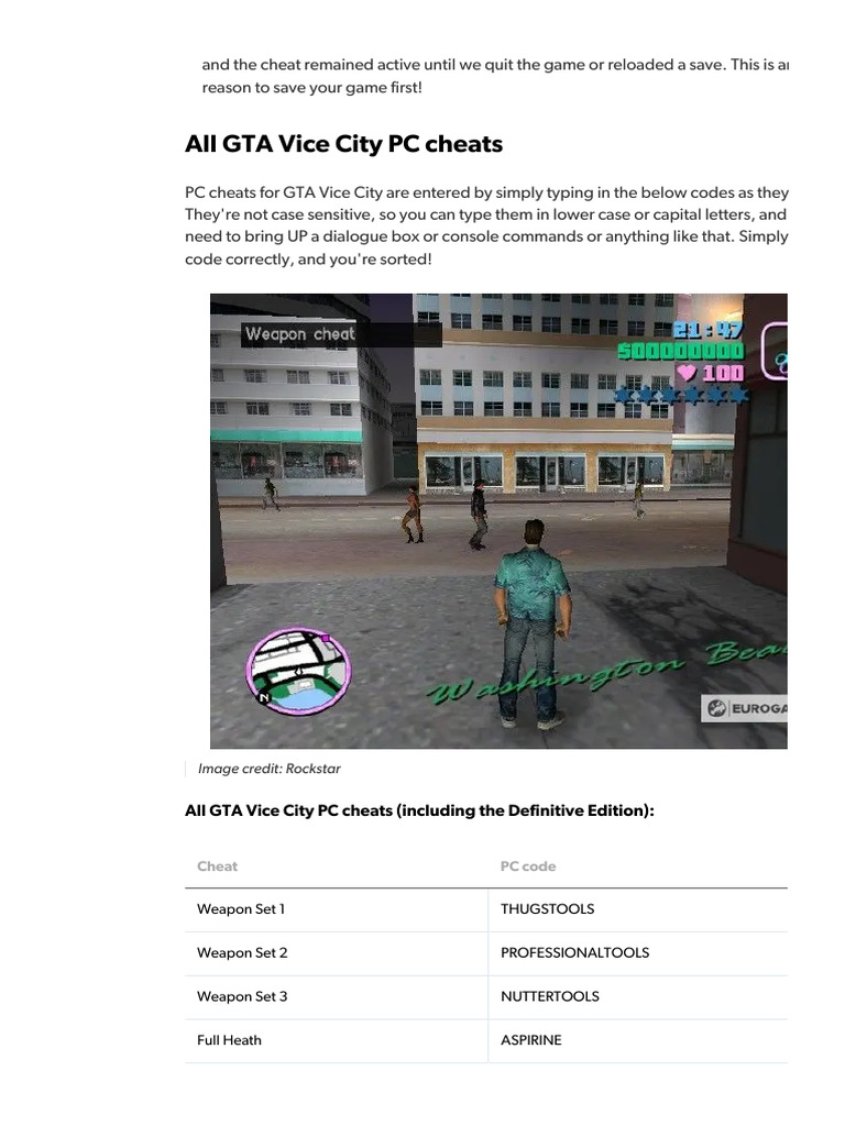 GTA Vice City cheat codes _ PDF