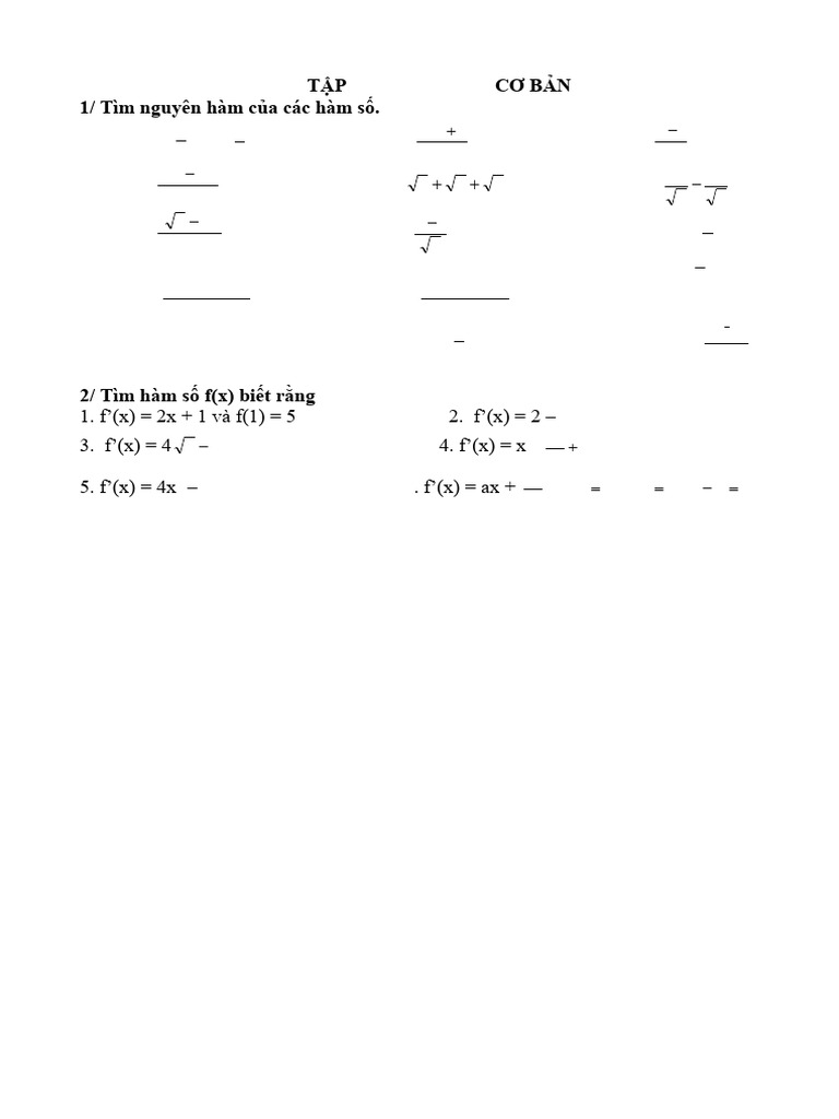 Bai tap nguyen ham HS | PDF