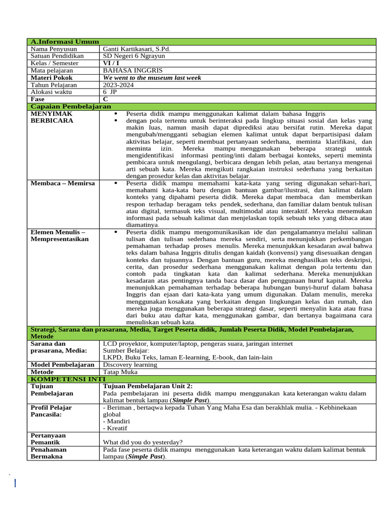 Modul Ajar Unit 2 | PDF