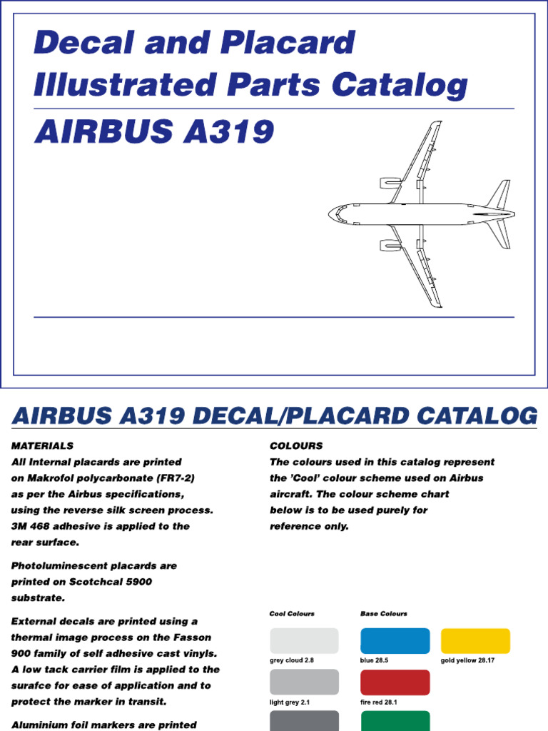 A319 Internal Placards Catalog | PDF | Civil Aircraft | Transport