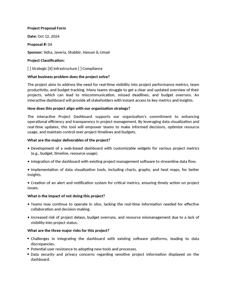 Interactive Project Management Dashboard | PDF | Performance Indicator ...