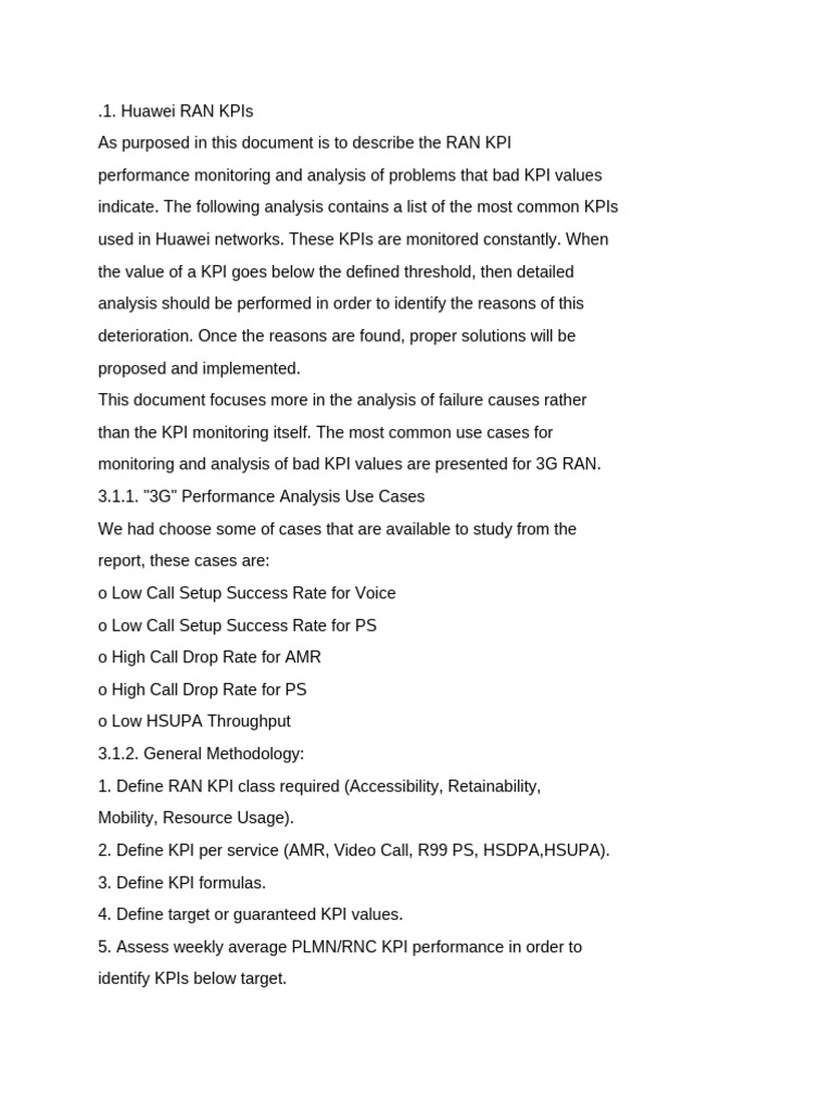 Huawei RAN KPI Analysis Guide | PDF | Performance Indicator | High ...