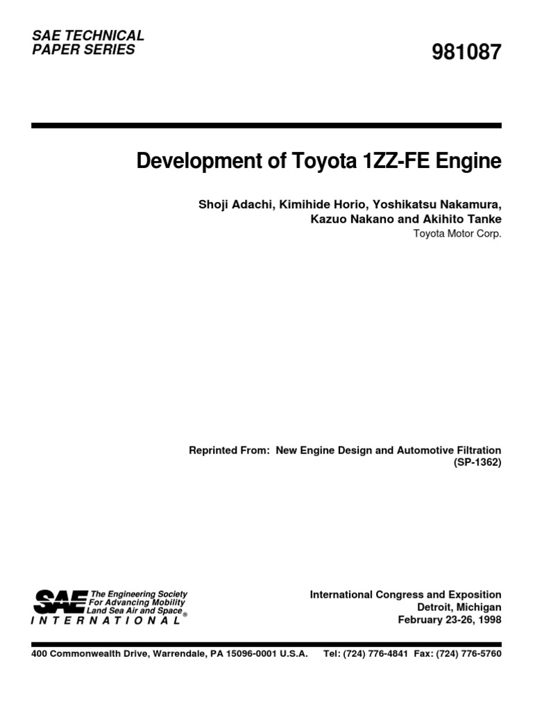 Toyota 1ZZ-FE | Internal Combustion Engine | Piston