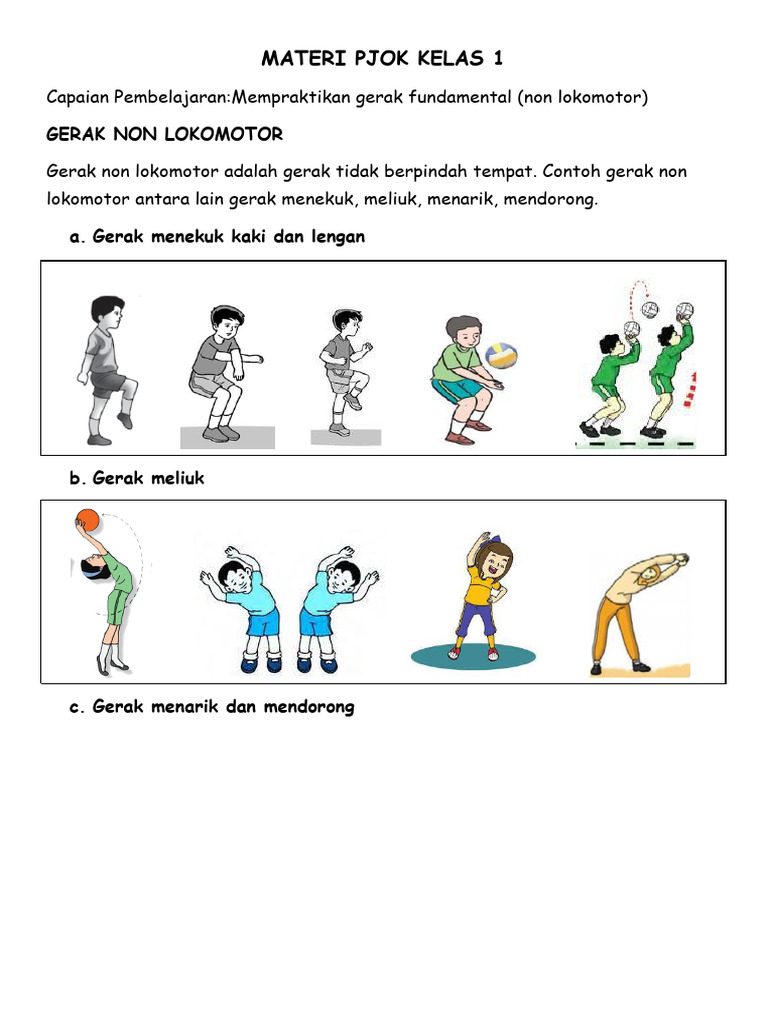 Gerak Non Lokomotor Pjok Kelas 1 | PDF