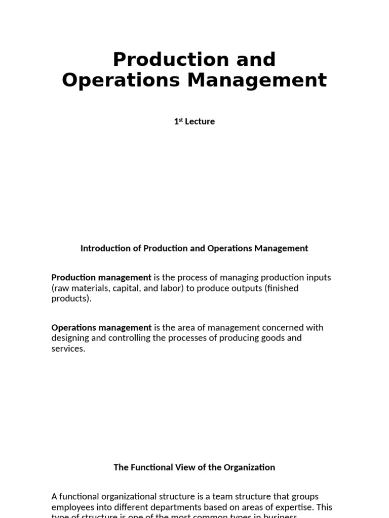 Introduction to Production Management | PDF | Operations Management ...