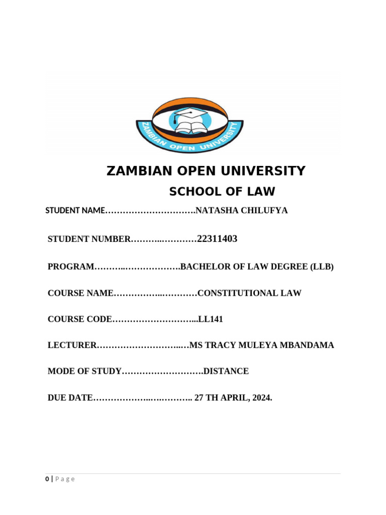 CONSTITUTIONAL LAW Assignment 2 | PDF | Separation Of Powers | Rule Of Law
